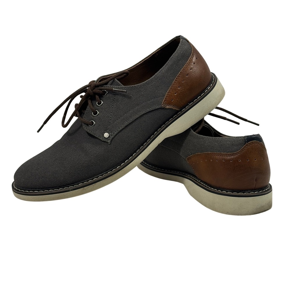 Madden Men‎ Canvas Oxford Lace Up Casual Shoes Gray Brown Size 8.5